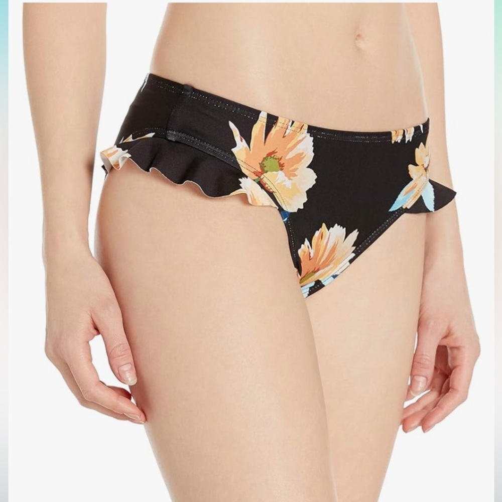 Ella Miss size medium black floral bikini bottom. {1128}